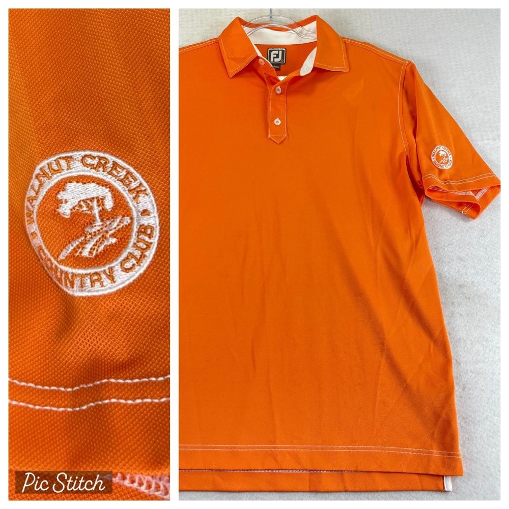 FOOTJOY FJ Mens L Orange Athletic Fit Performance Short Sleeve Golf Polo Shirt
